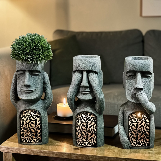 Artistic Face Planter | Outdoor Planter with Solar LED Glow | Unique Home Decor for Creative Spaces 3