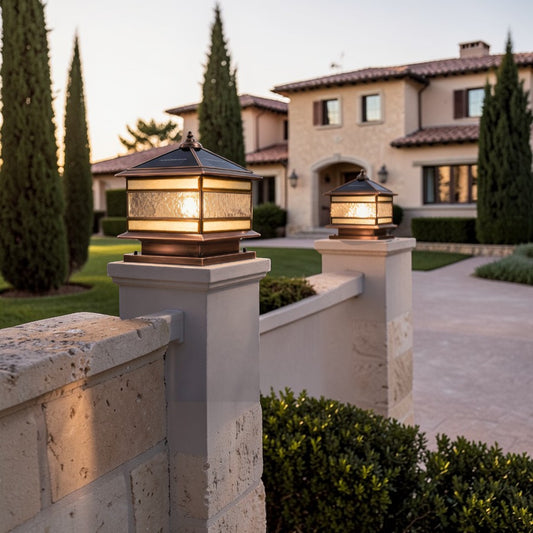Classic Copper | Solar Pillar Light with Dual Power Options | Elegant Outdoor Lighting for Gardens and Pathways 0