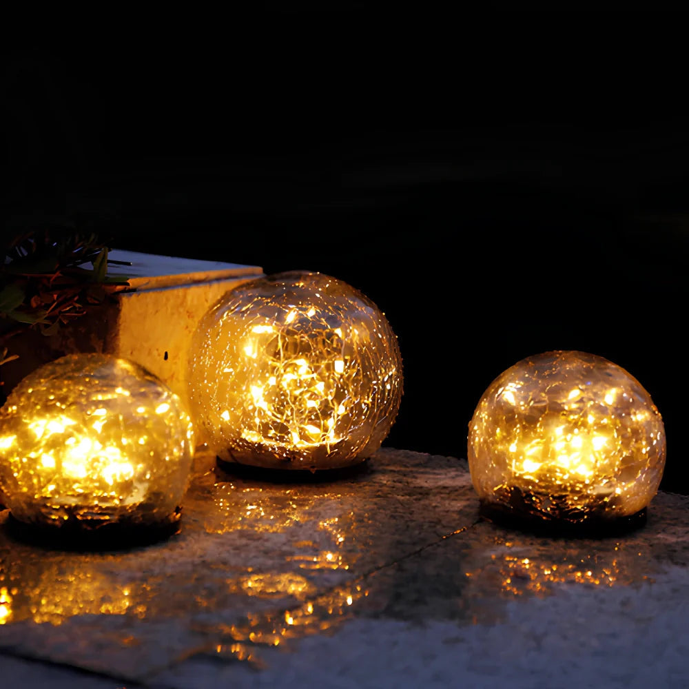 Garden Glow | Solar Garden Lights with Crackle Glass Design | Automatic Dusk Sensor for Outdoor Illumination 8
