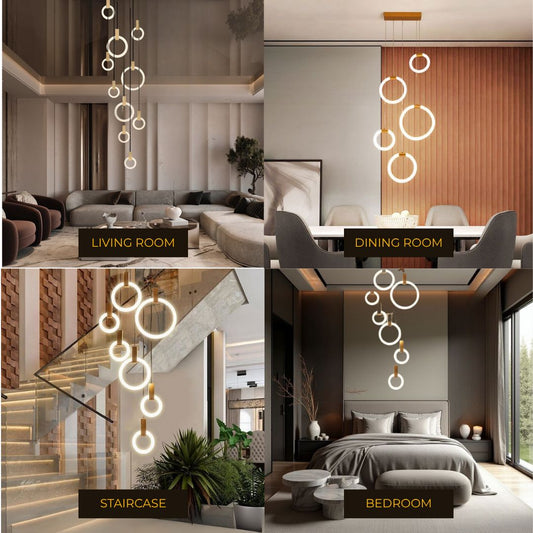 Halo | Modern Chandelier Light with Customizable Design | Elegant LED Fixture for High Ceilings 1