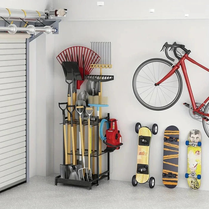 Heavy-Duty Garden Tool Rack | Three-Tier Storage with Optional Wheels | Efficient Organizer for Sheds and Garages 6