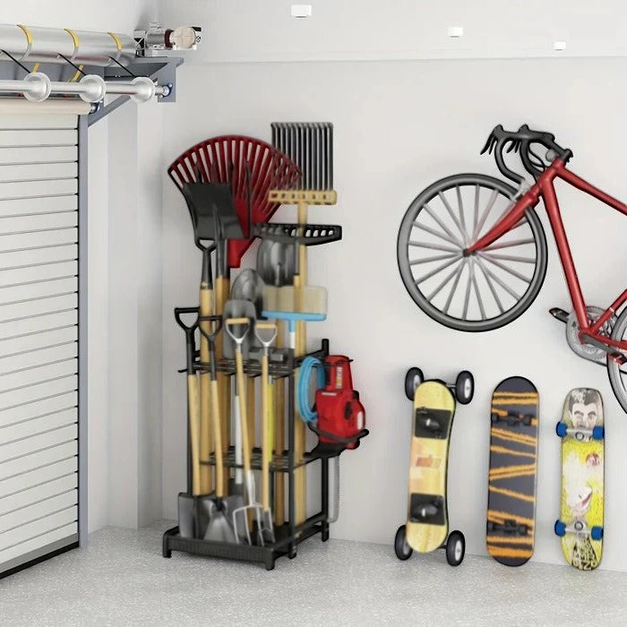 Heavy-Duty Garden Tool Rack | Three-Tier Storage with Optional Wheels | Efficient Organizer for Sheds and Garages 6