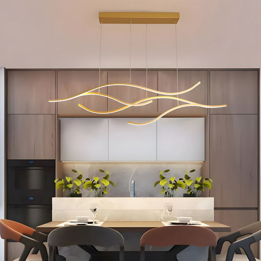 Modern Waves | LED Chandelier Light with Adjustable Height & Dimmable Features | Elegant Lighting for Dining Room Ambiance 1