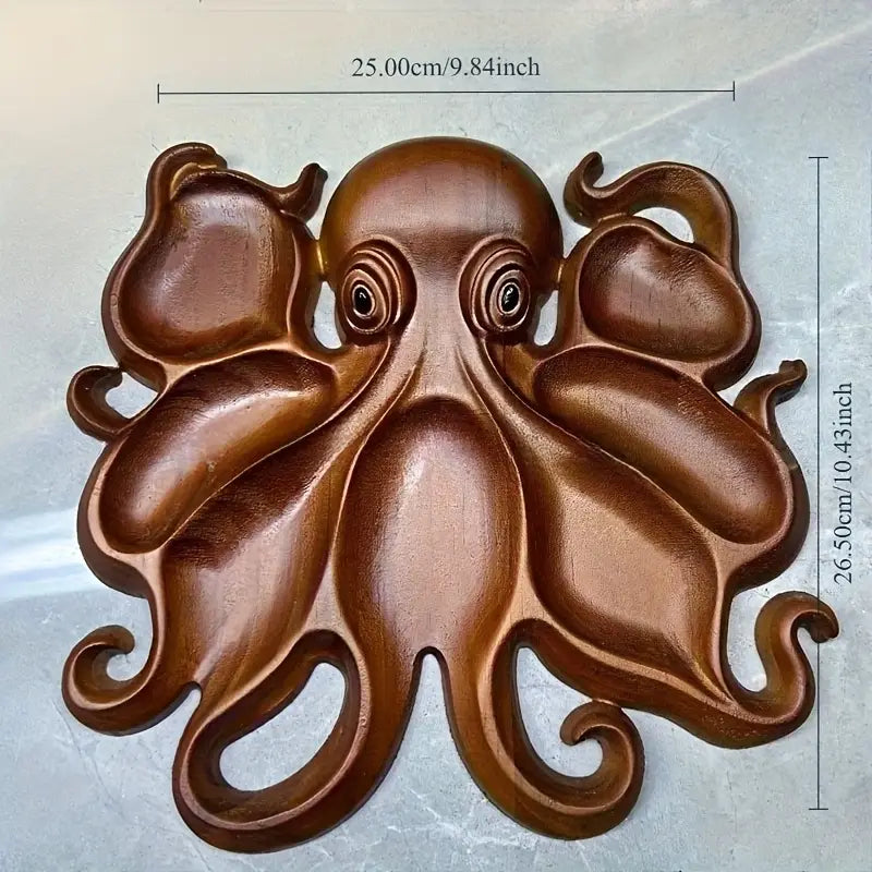Oceanic Charm | Rustic Serving Platter with Unique Octopus Design | Handcrafted Wood Board for Memorable Gatherings 3