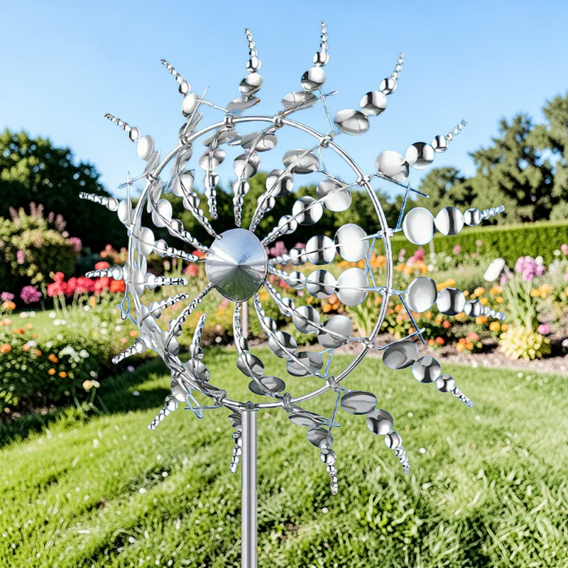Twilight Twirl | Metal Wind Spinner with Weather-Resistant Design | Kinetic Art for Enchanting Garden Decor 2