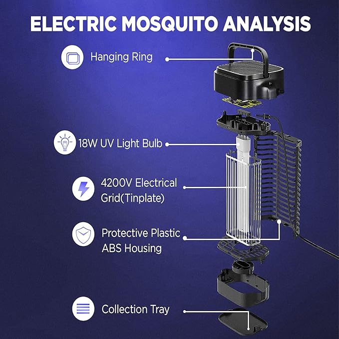 Ultimate Insect Zapper | Electric Bug Zapper Light with 4200V Power | Quiet Indoor & Outdoor Protection for Mosquitoes 3