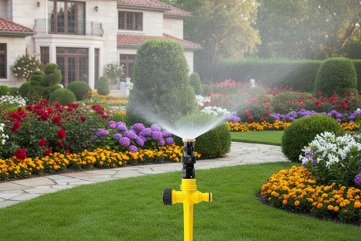 360° Garden Sprinkler System with Adjustable Spray Patterns | Efficient Watering Solution for Lawns and Gardens 0