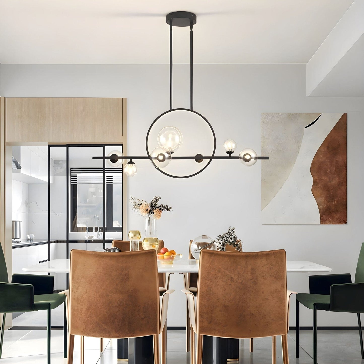 Archipelago Collection | Modern Chandelier Light with Adjustable Glass Globes | Scandinavian Design for Elegant Dining Ambiance 0