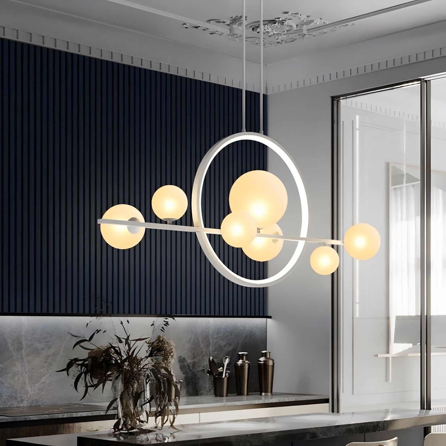 Archipelago Collection | Modern Chandelier Light with Adjustable Glass Globes | Scandinavian Design for Elegant Dining Ambiance 10