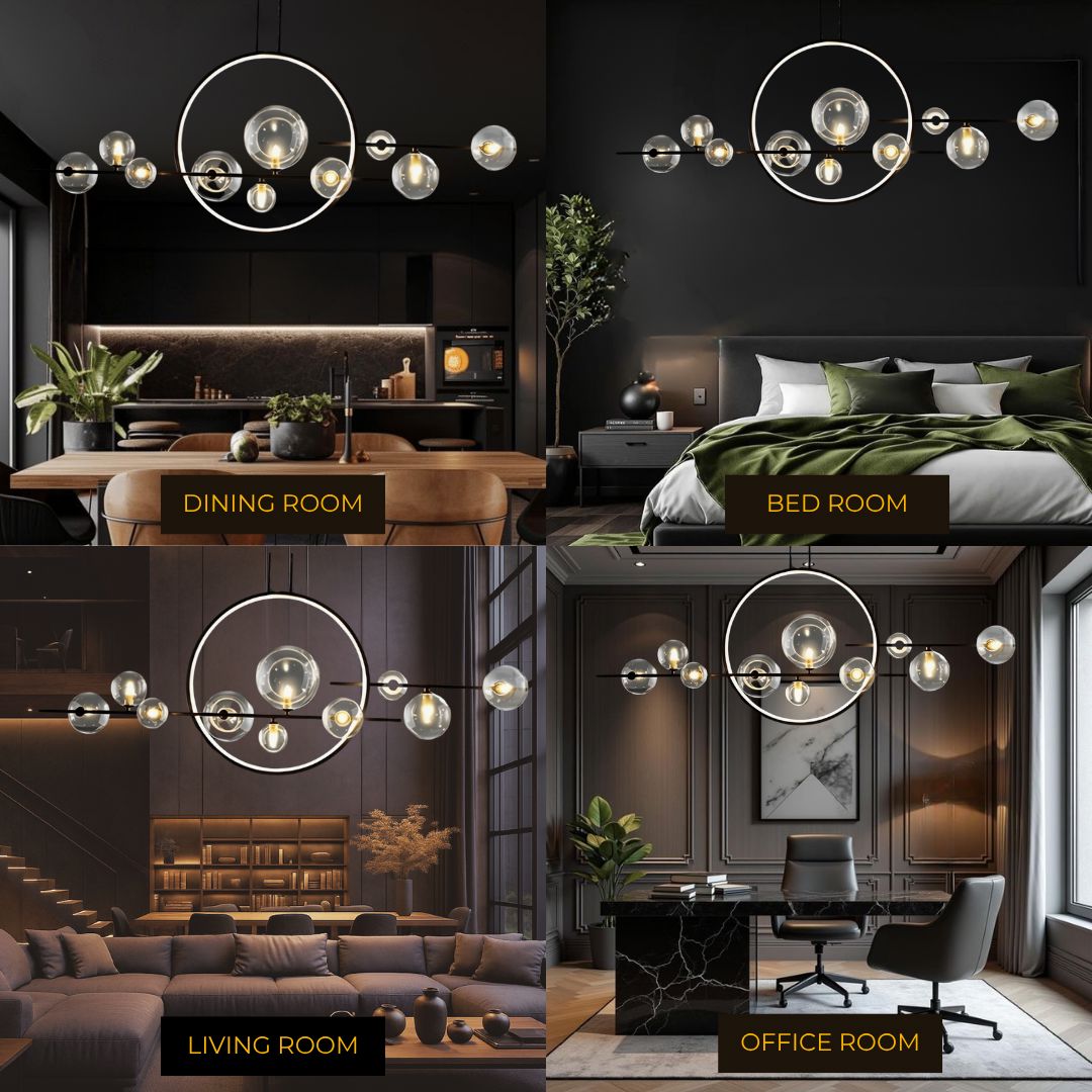 Archipelago Collection | Modern Chandelier Light with Adjustable Glass Globes | Scandinavian Design for Elegant Dining Ambiance 2