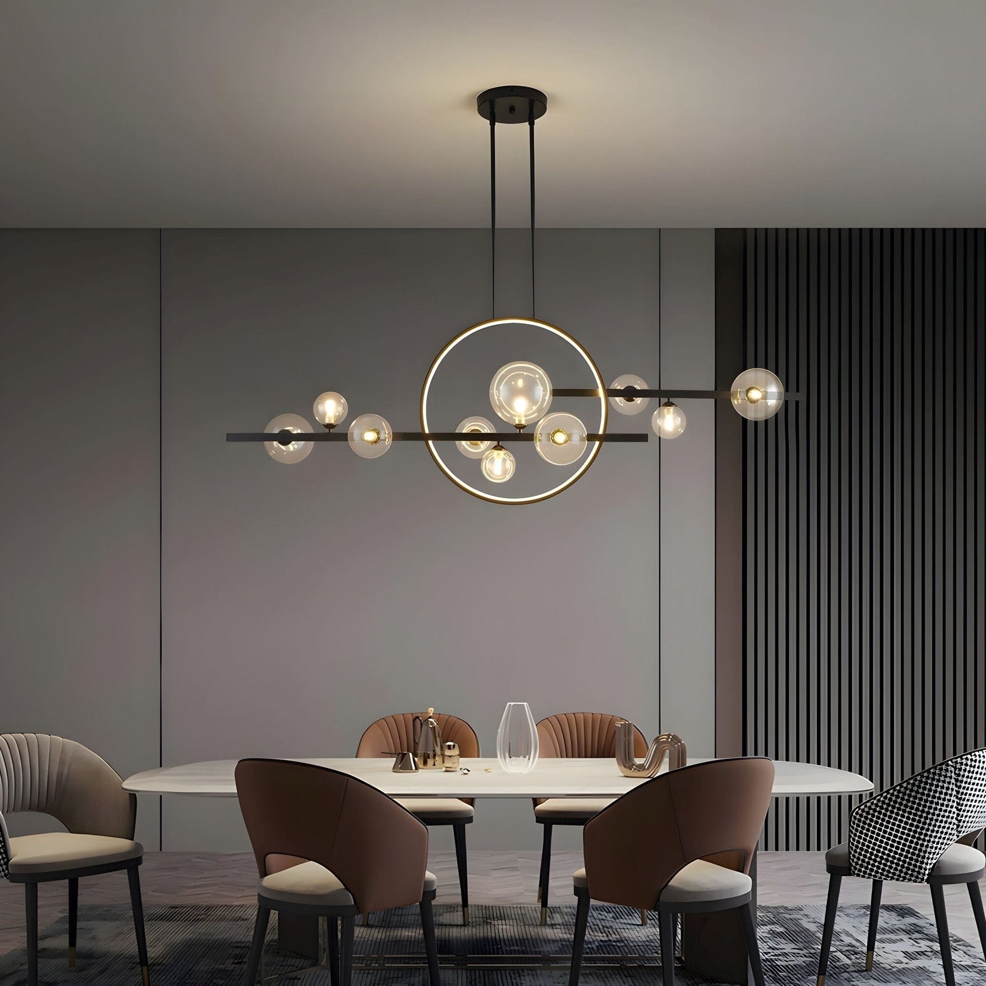 Archipelago Collection | Modern Chandelier Light with Adjustable Glass Globes | Scandinavian Design for Elegant Dining Ambiance 4
