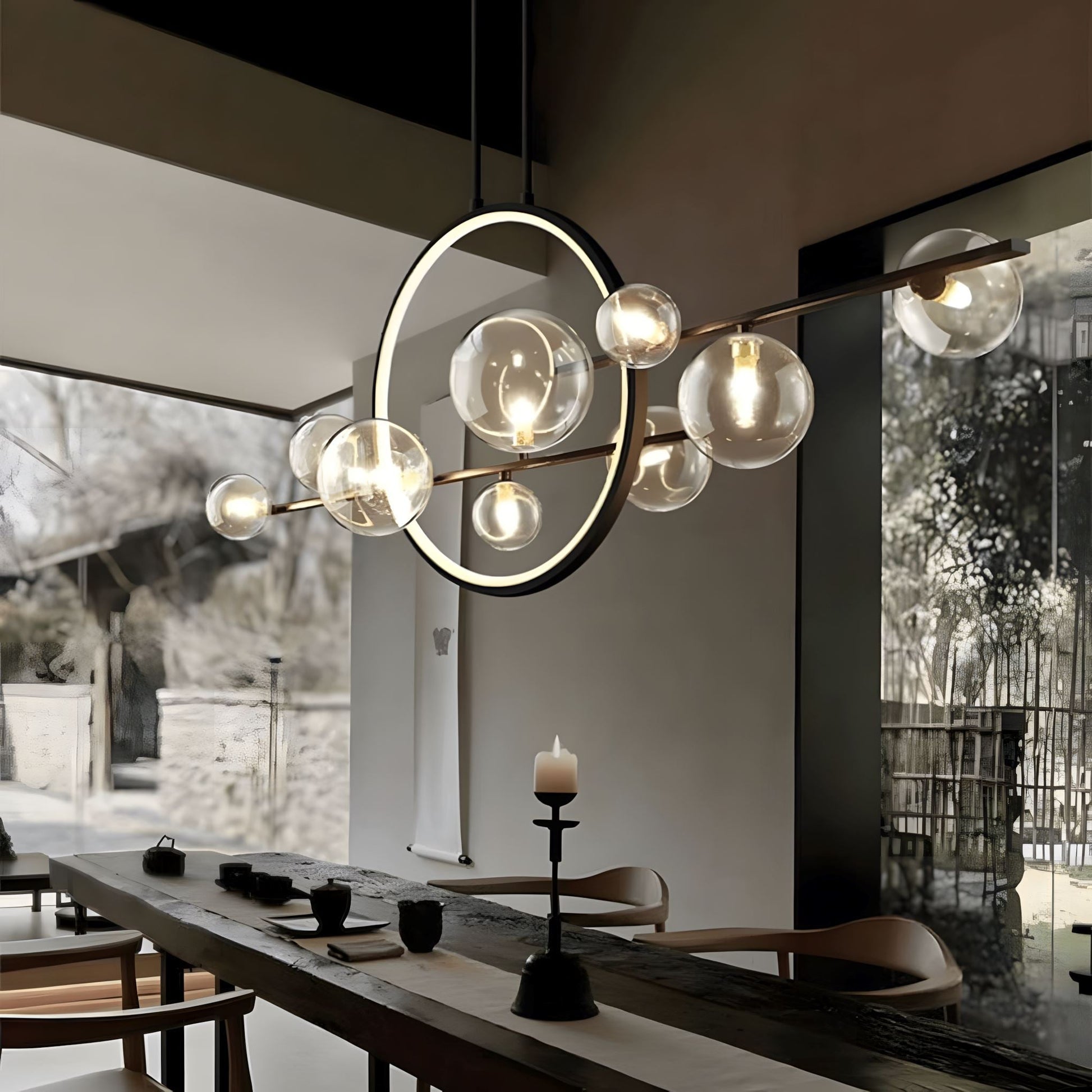 Archipelago Collection | Modern Chandelier Light with Adjustable Glass Globes | Scandinavian Design for Elegant Dining Ambiance 5