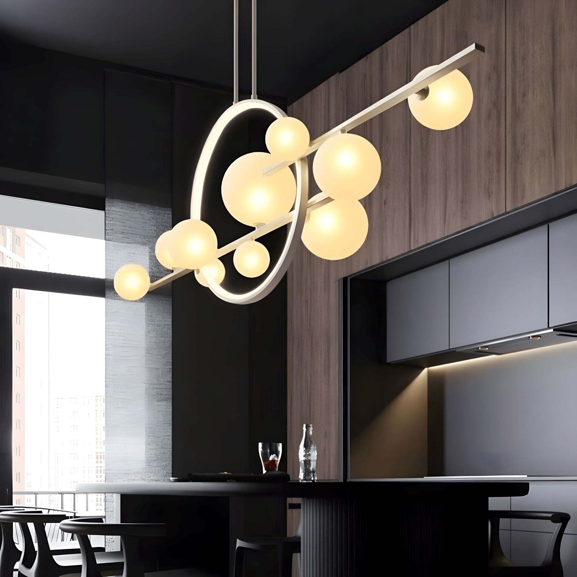 Archipelago Collection | Modern Chandelier Light with Adjustable Glass Globes | Scandinavian Design for Elegant Dining Ambiance 6
