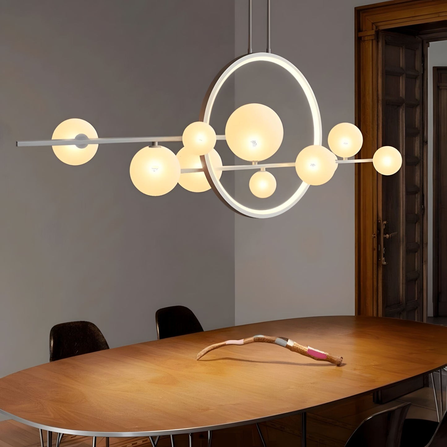Archipelago Collection | Modern Chandelier Light with Adjustable Glass Globes | Scandinavian Design for Elegant Dining Ambiance 8