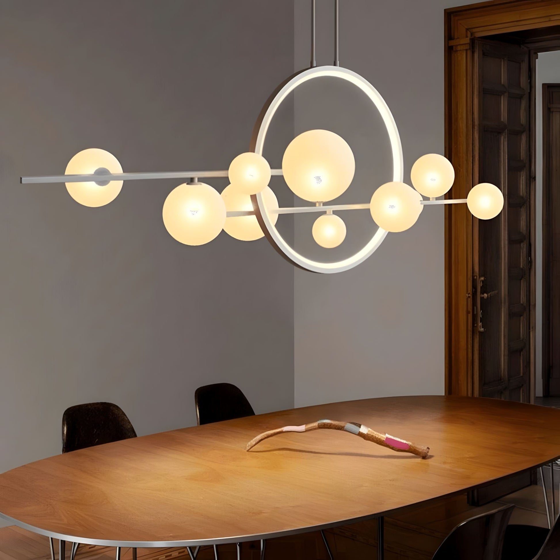 Archipelago Collection | Modern Chandelier Light with Adjustable Glass Globes | Scandinavian Design for Elegant Dining Ambiance 8