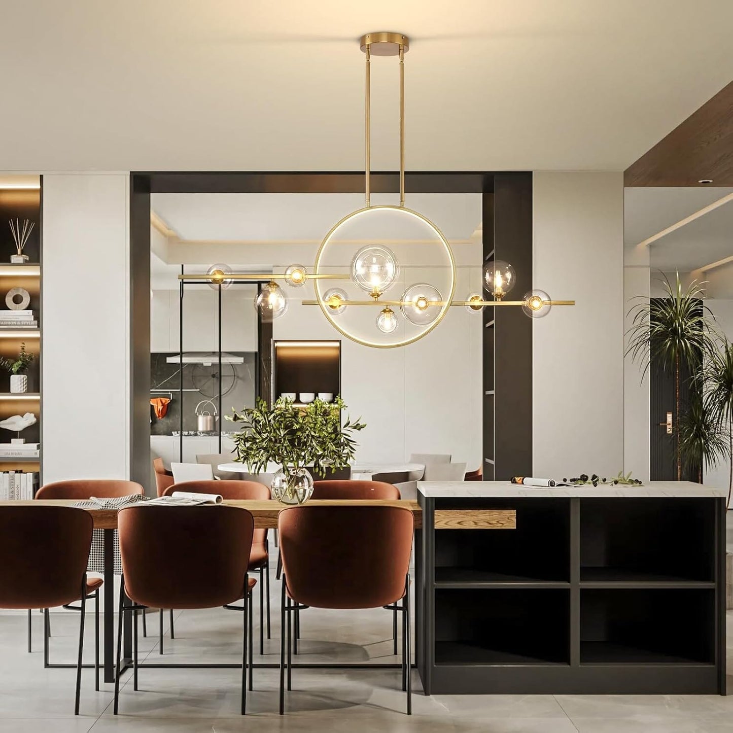 Archipelago Collection | Modern Chandelier Light with Adjustable Glass Globes | Scandinavian Design for Elegant Dining Ambiance 9