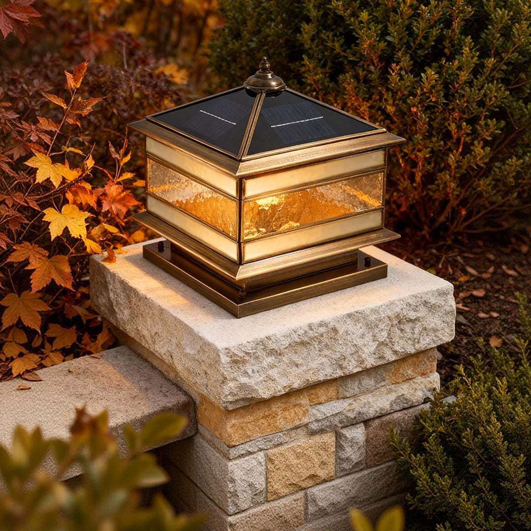Classic Copper | Solar Pillar Light with Dual Power Options | Elegant Outdoor Lighting for Gardens and Pathways 1
