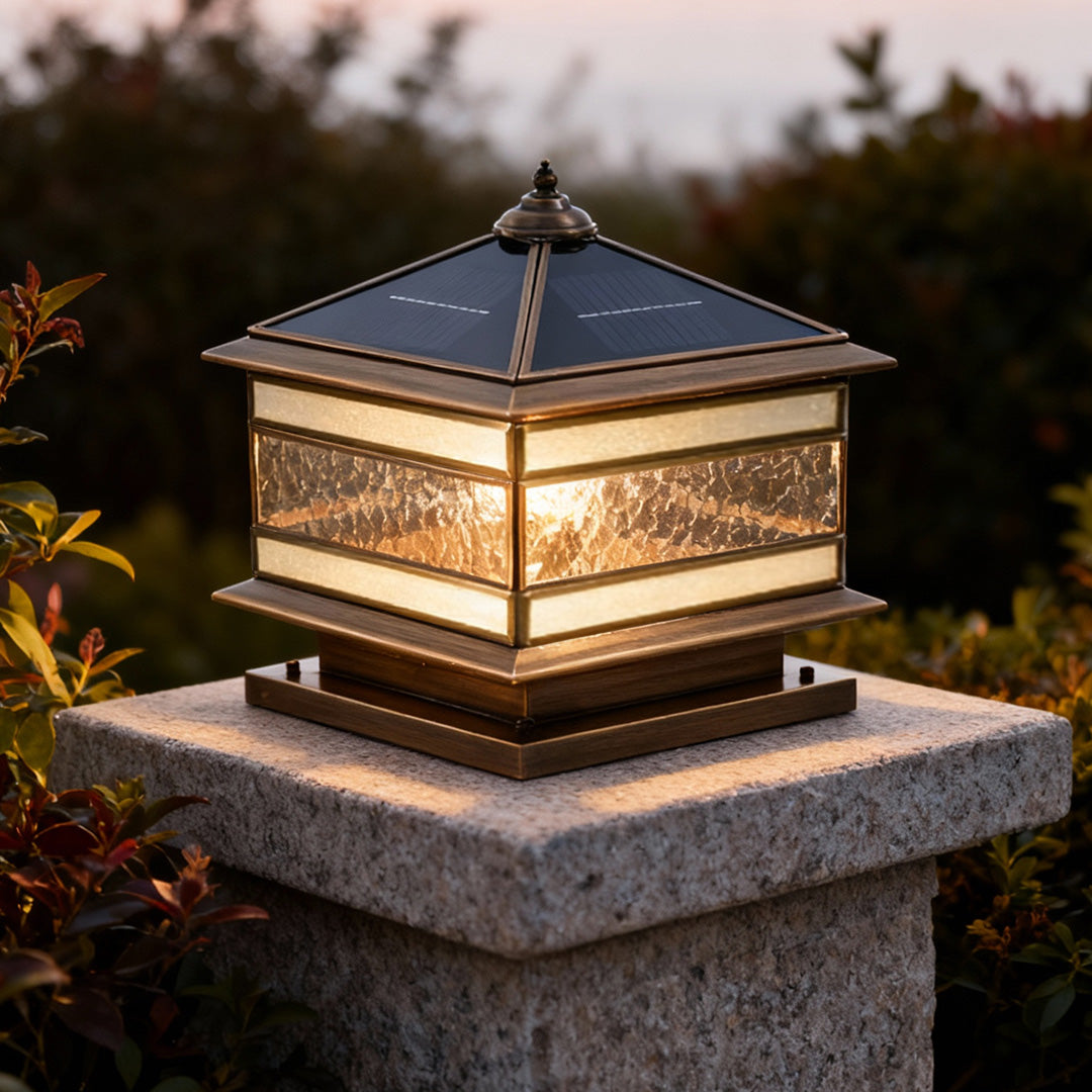 Classic Copper | Solar Pillar Light with Dual Power Options | Elegant Outdoor Lighting for Gardens and Pathways 5