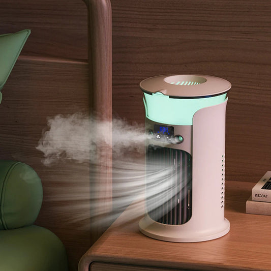 Compact Cooling Fan | Mini Air Conditioner with Humidifier & LED Light | Efficient Indoor Cooling Solution for Comfort 0