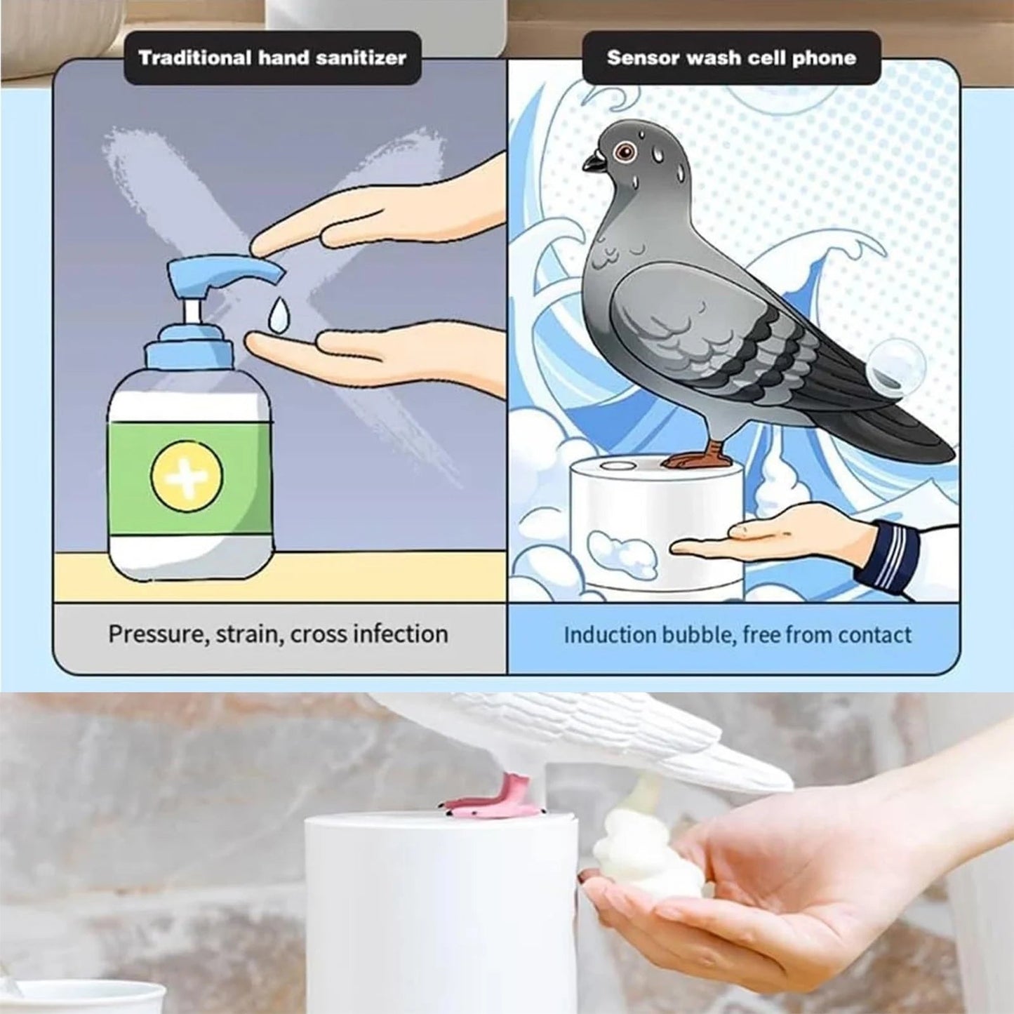 Coo-Coo Clean | Hand Soap Dispenser with Charming Pigeon Design | Fun Kitchen Decor for Everyday Use 5