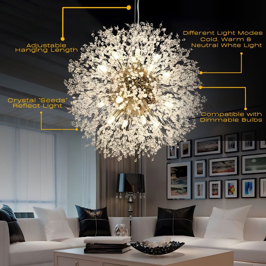 Dandelion Collection | Crystal Chandelier Light with Elegant Design | Modern Illumination for Dining Room 4