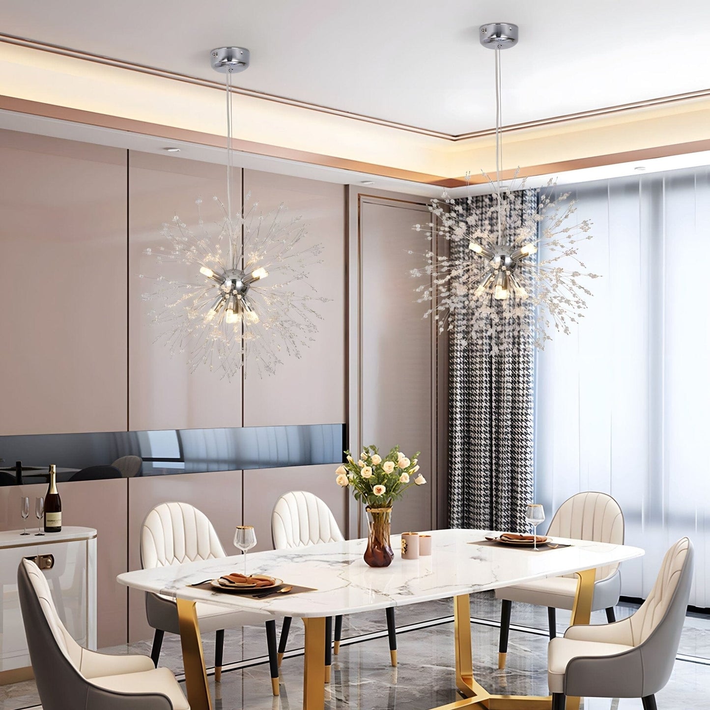 Dandelion Collection | Crystal Chandelier Light with Elegant Design | Modern Illumination for Dining Room 6