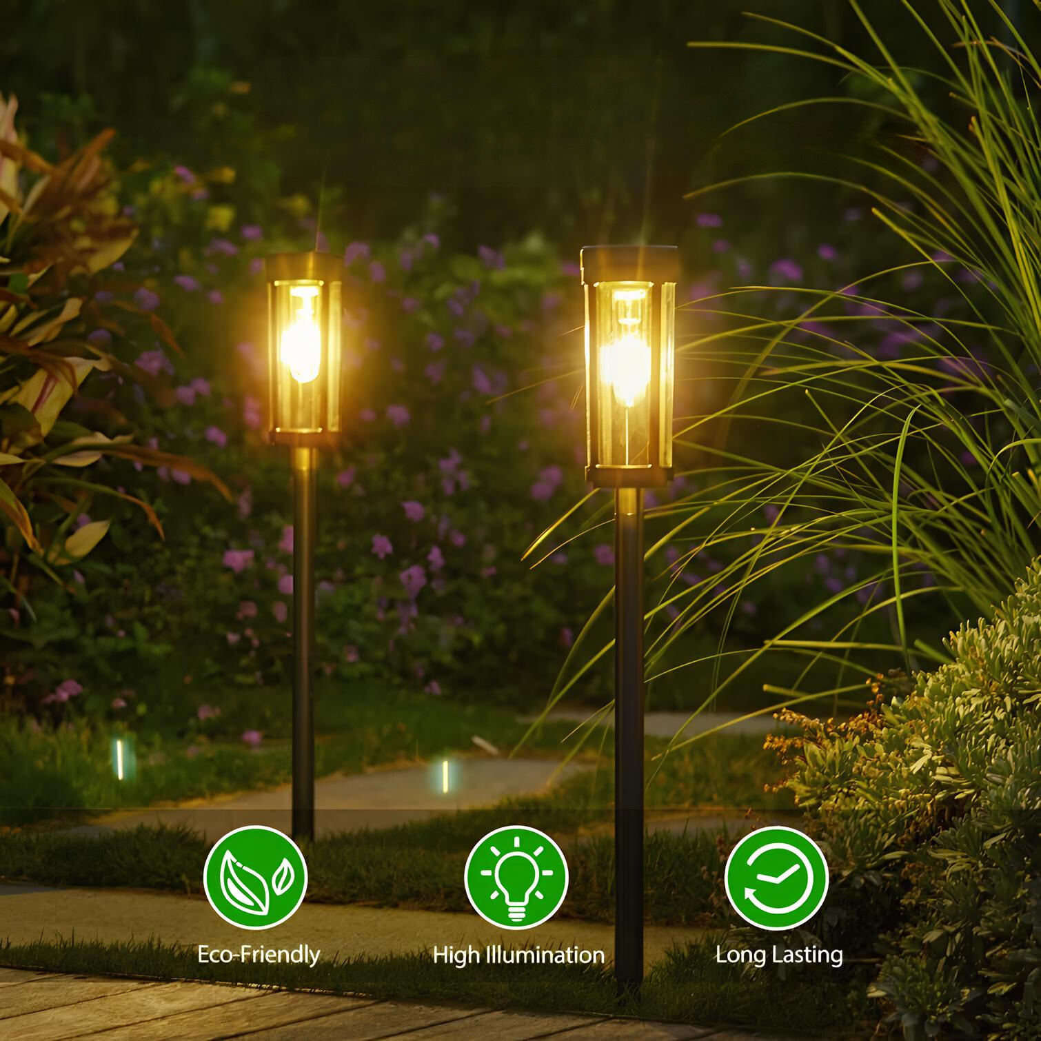 EcoGlow | Solar Garden Lights with Automatic Dusk Activation | Durable Outdoor Illumination for Effortless Yard Lighting 5