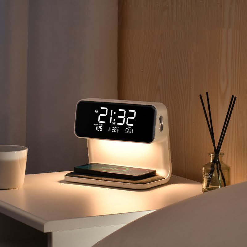 Elegant 3-in-1 Bedside Lamp with Wireless Charging & Dimmable Light | Modern Nightstand Lamp for Clutter-Free Bedrooms 0