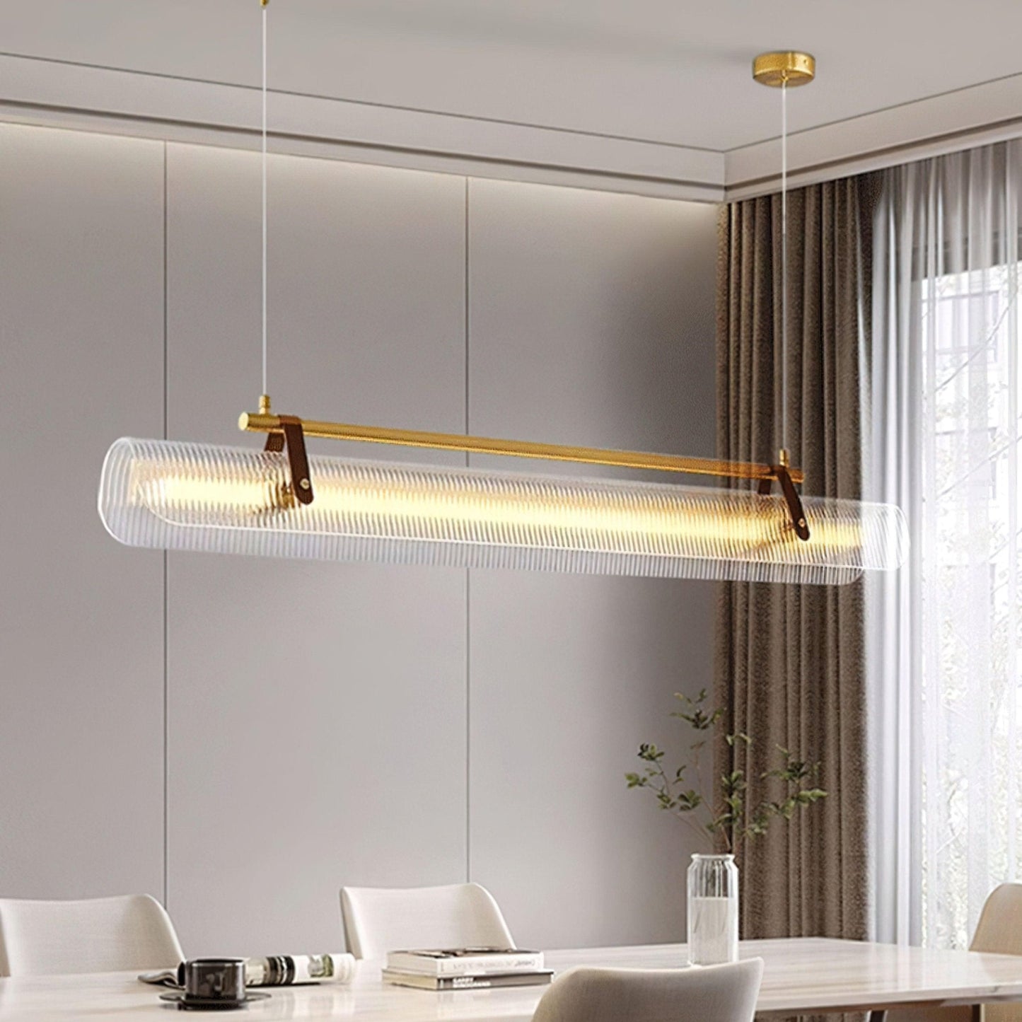 Elegant Acrylic Chandelier Light with Frosted Panels | Modern Design for Dining Room Ambiance 2