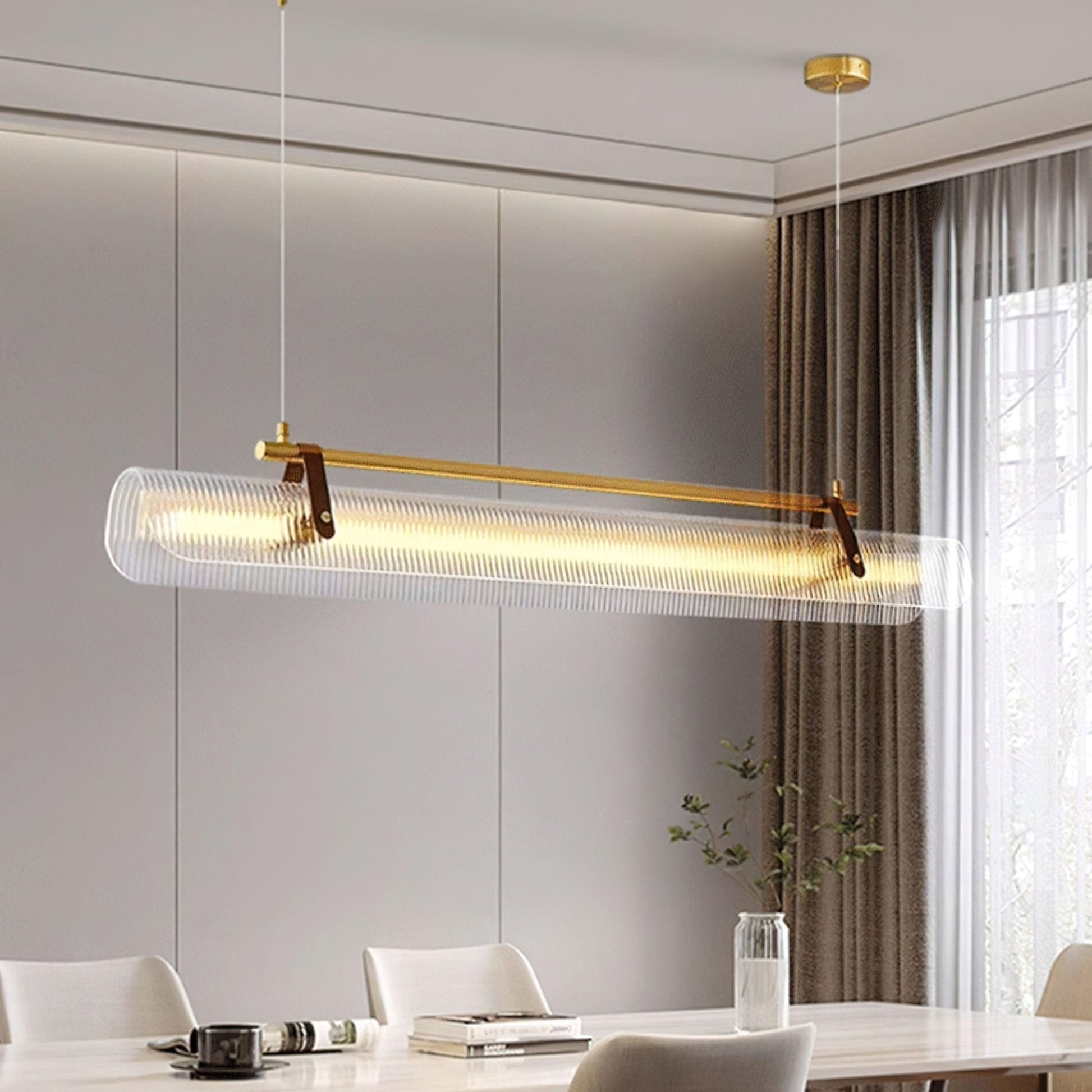 Elegant Acrylic Chandelier Light with Frosted Panels | Modern Design for Dining Room Ambiance 2