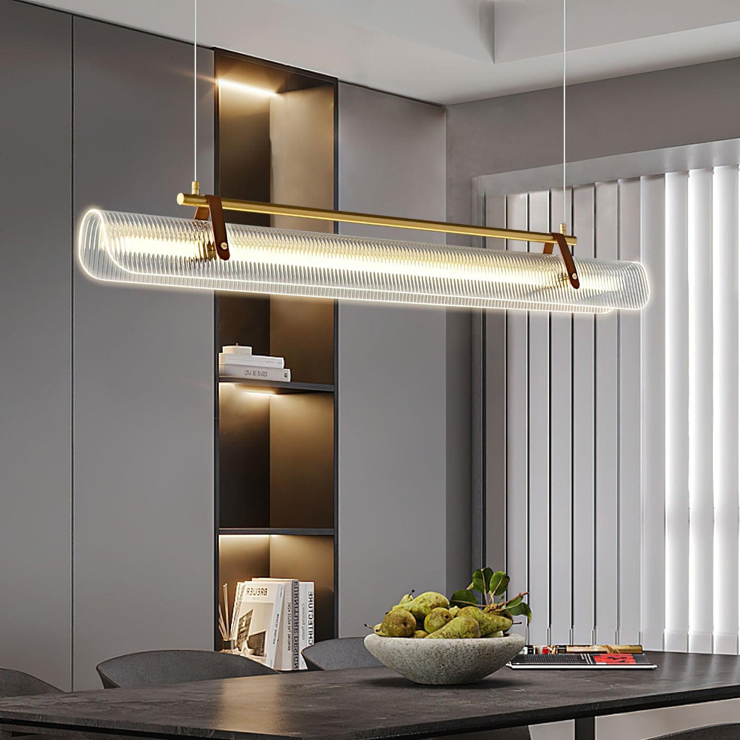 Elegant Acrylic Chandelier Light with Frosted Panels | Modern Design for Dining Room Ambiance 3
