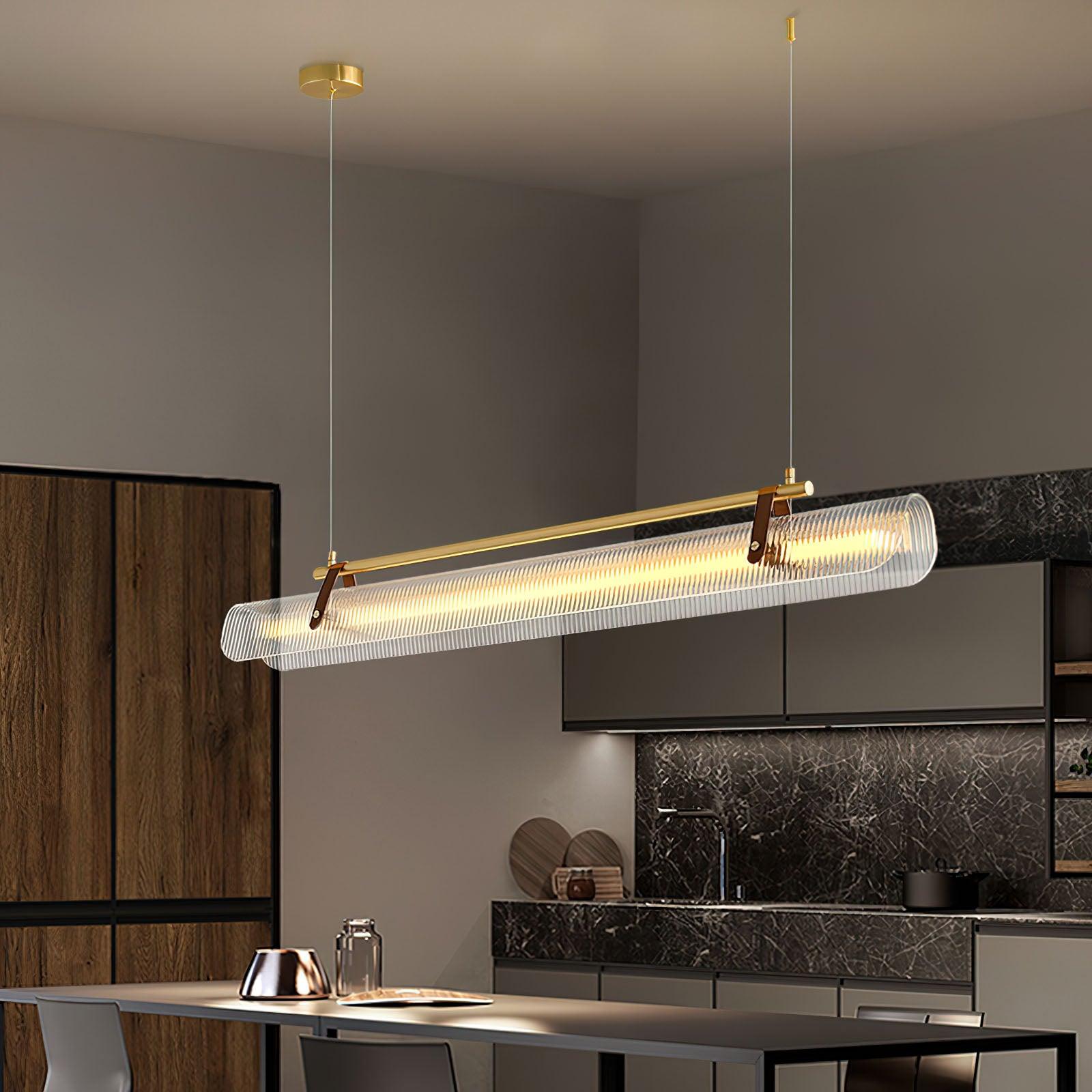 Elegant Acrylic Chandelier Light with Frosted Panels | Modern Design for Dining Room Ambiance 4