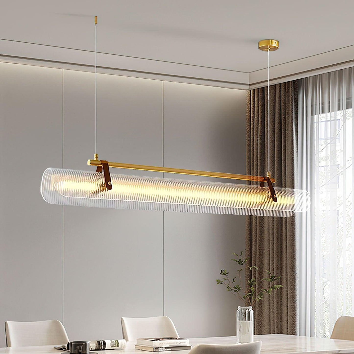 Elegant Acrylic Chandelier Light with Frosted Panels | Modern Design for Dining Room Ambiance 5