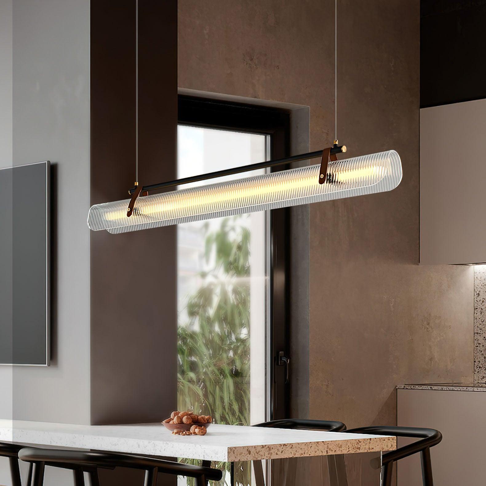 Elegant Acrylic Chandelier Light with Frosted Panels | Modern Design for Dining Room Ambiance 7