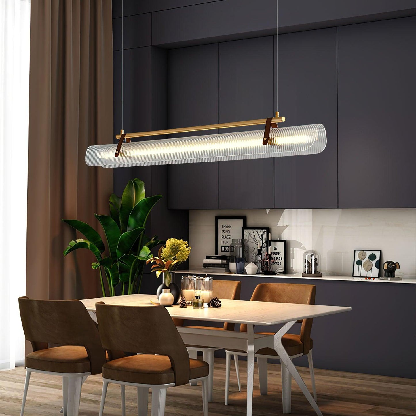 Elegant Acrylic Chandelier Light with Frosted Panels | Modern Design for Dining Room Ambiance 8