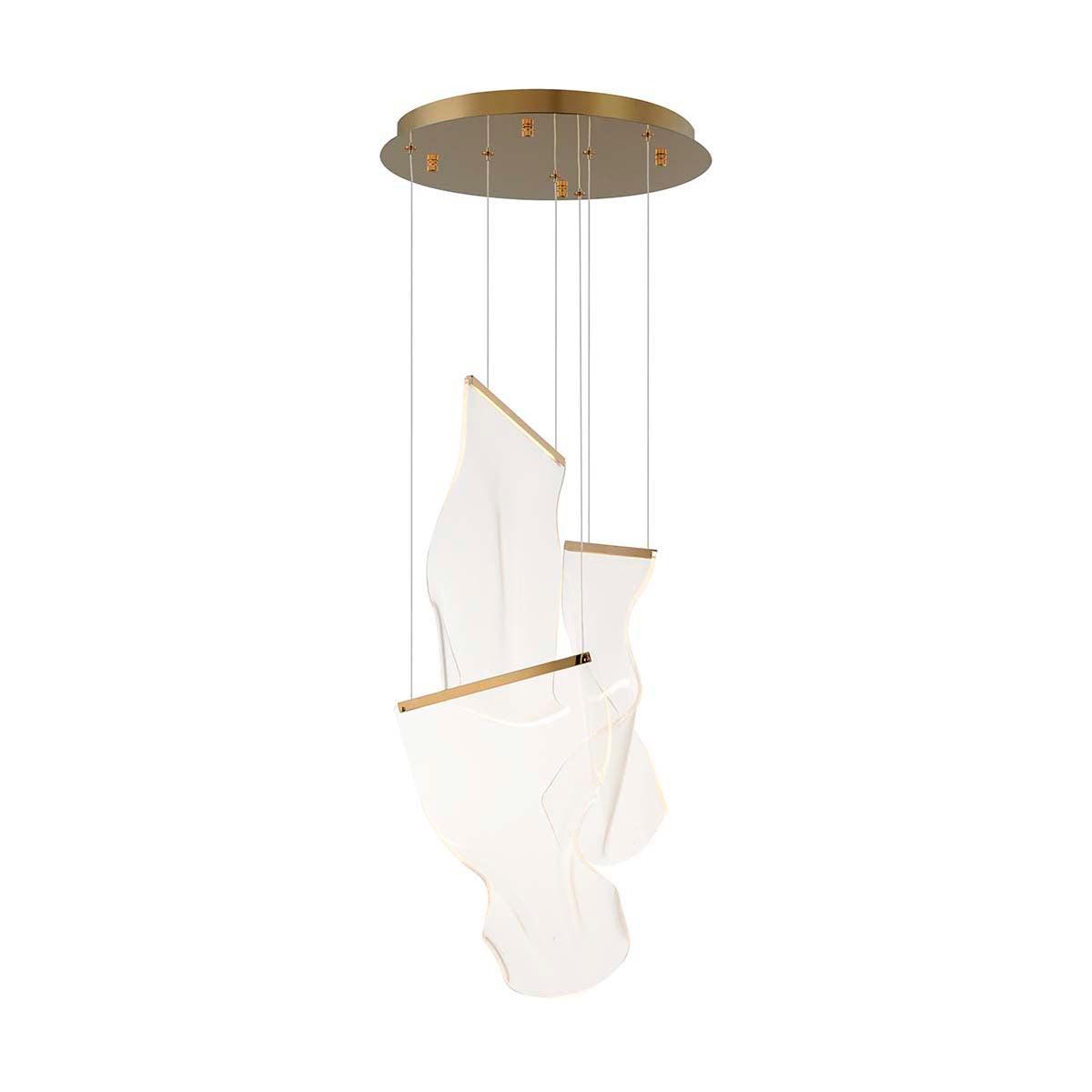 Elegant Acrylic Chandelier Light with LED & Adjustable Height | Modern Gold Design for Dining Room Illumination 0