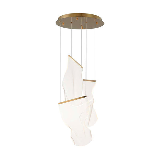 Elegant Acrylic Chandelier Light with LED & Adjustable Height | Modern Gold Design for Dining Room Illumination 0