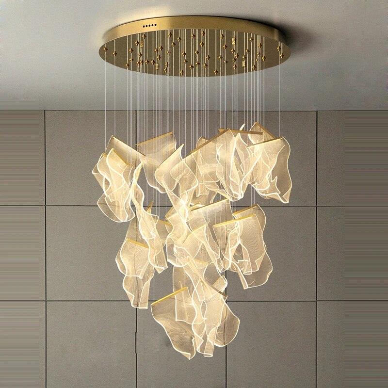 Elegant Acrylic Chandelier Light with LED & Adjustable Height | Modern Gold Design for Dining Room Illumination 13