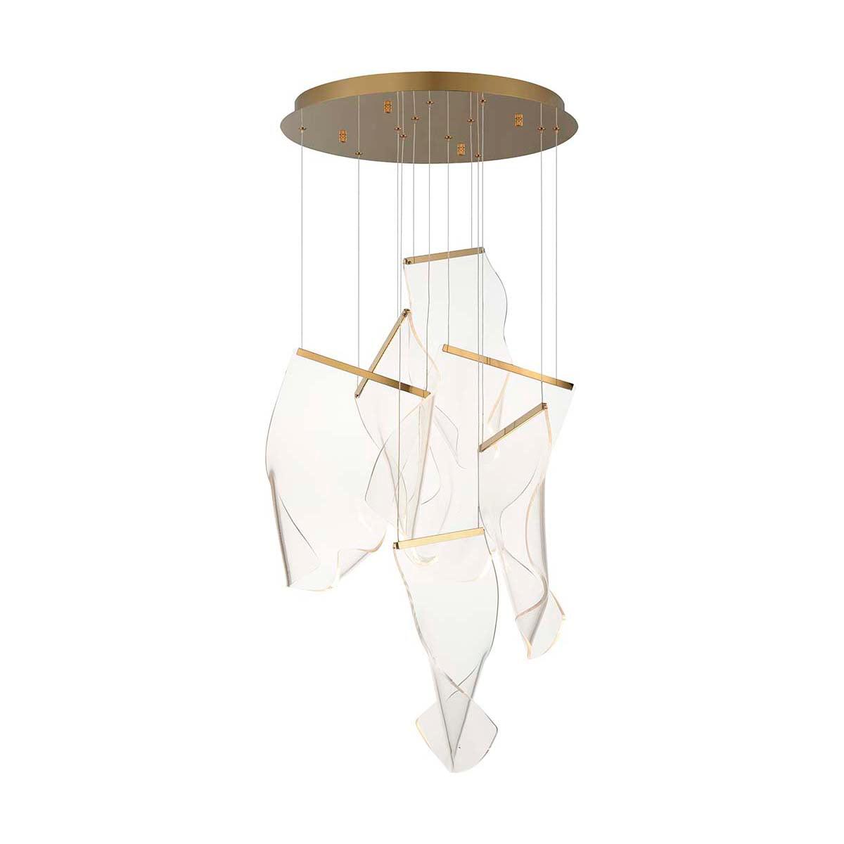 Elegant Acrylic Chandelier Light with LED & Adjustable Height | Modern Gold Design for Dining Room Illumination 16