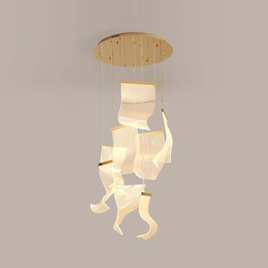 Elegant Acrylic Chandelier Light with LED & Adjustable Height | Modern Gold Design for Dining Room Illumination 18