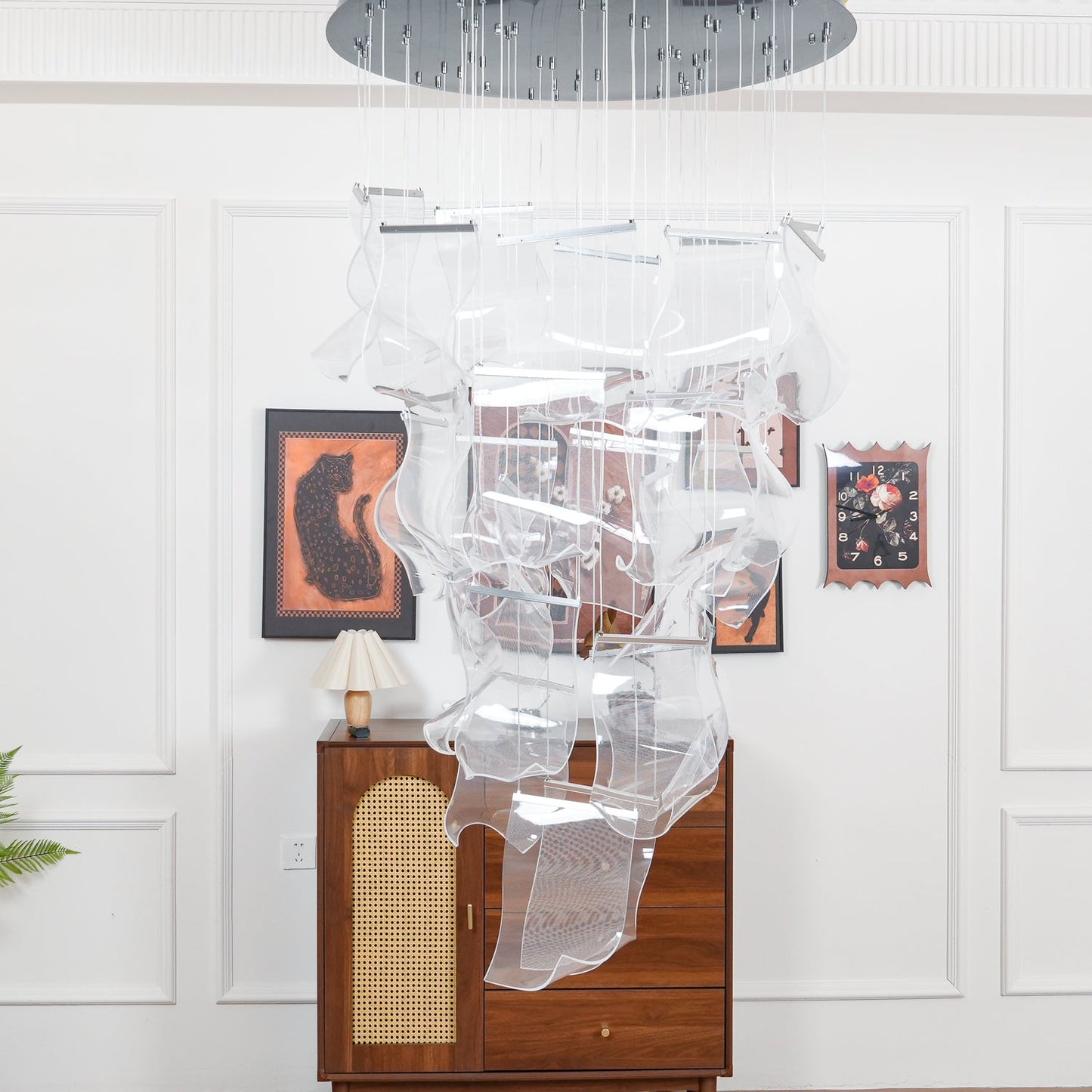 Elegant Acrylic Chandelier Light with LED & Adjustable Height | Modern Gold Design for Dining Room Illumination 5