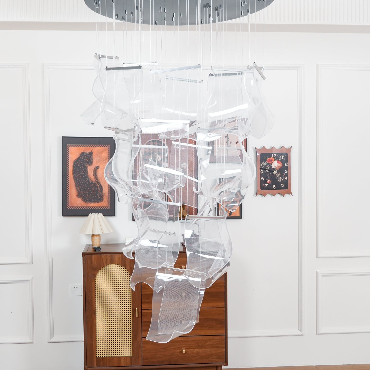 Elegant Acrylic Chandelier Light with LED & Adjustable Height | Modern Gold Design for Dining Room Illumination 6