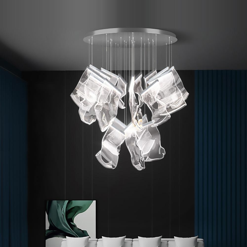 Elegant Acrylic Chandelier Light with LED & Adjustable Height | Modern Gold Design for Dining Room Illumination 7