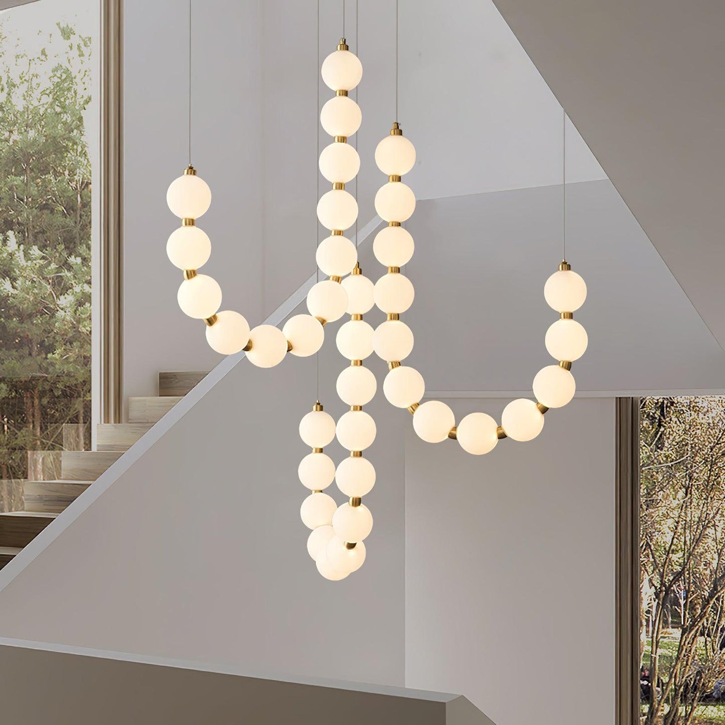 Elegant Acrylic Pearl Chandelier Light with Integrated LED & Dimmable Function for Stunning Illumination 5