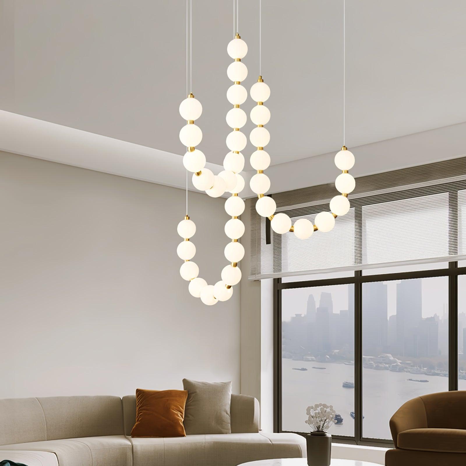 Elegant Acrylic Pearl Chandelier Light with Integrated LED & Dimmable Function for Stunning Illumination 6
