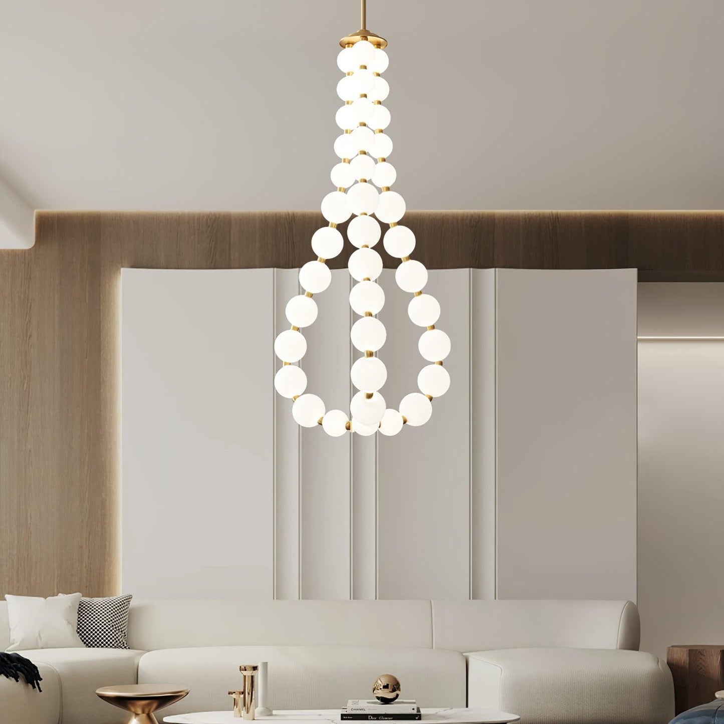 Elegant Acrylic Pearl Chandelier Light with Integrated LED & Dimmable Function for Stunning Illumination 7