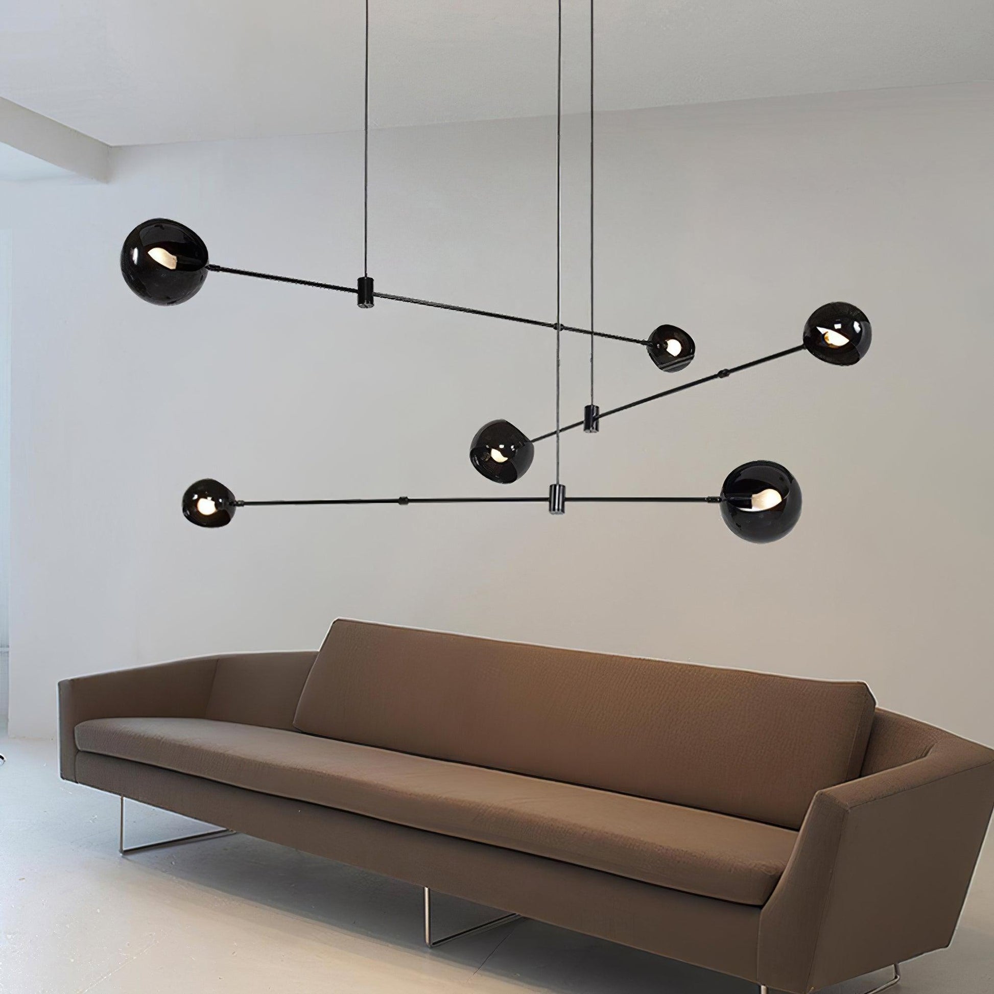 Elegant Black Chandelier Light with Adjustable Height | Modern Design for Stylish Dining Room Illumination 2