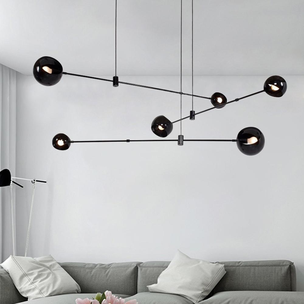 Elegant Black Chandelier Light with Adjustable Height | Modern Design for Stylish Dining Room Illumination 3