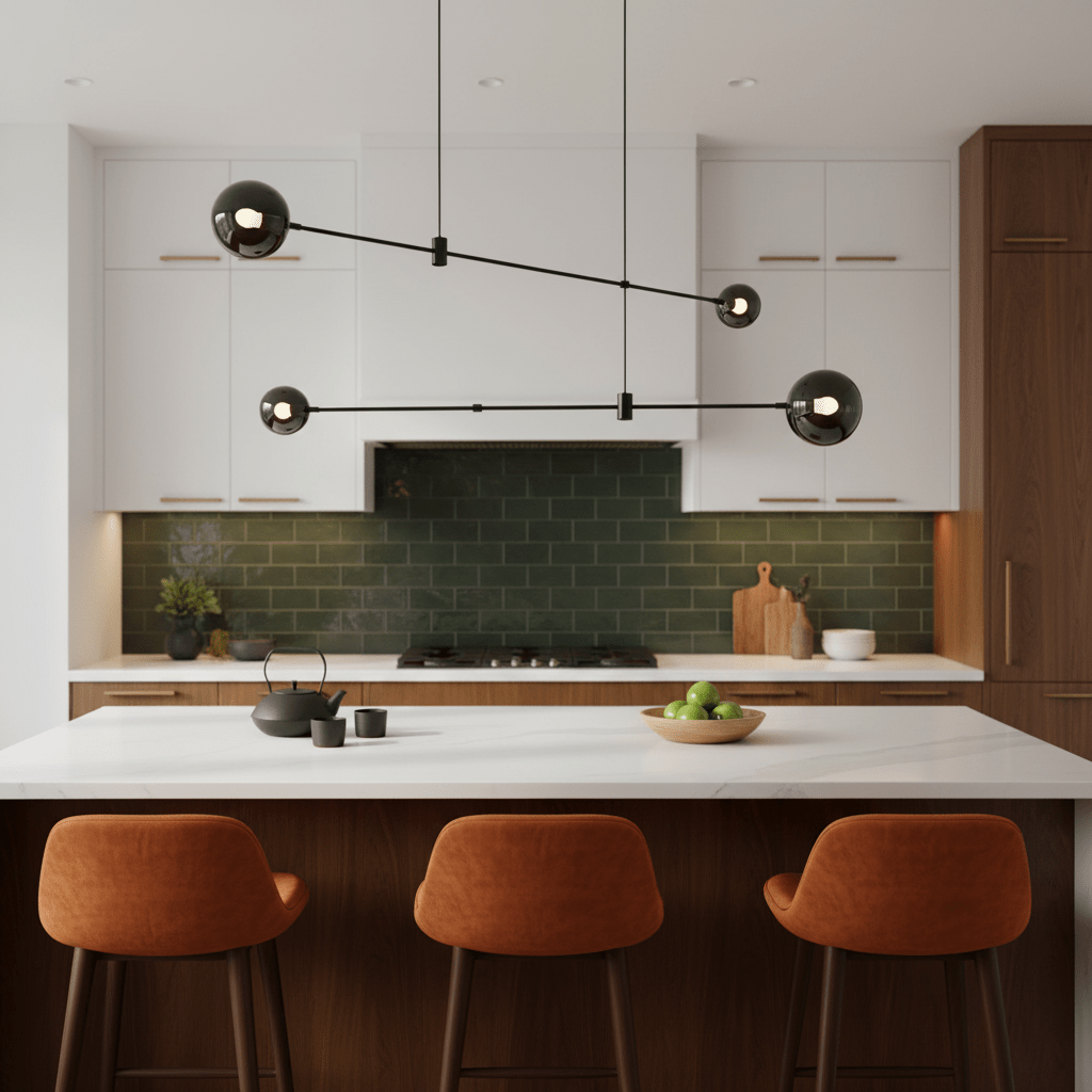 Elegant Black Chandelier Light with Adjustable Height | Modern Design for Stylish Dining Room Illumination 5