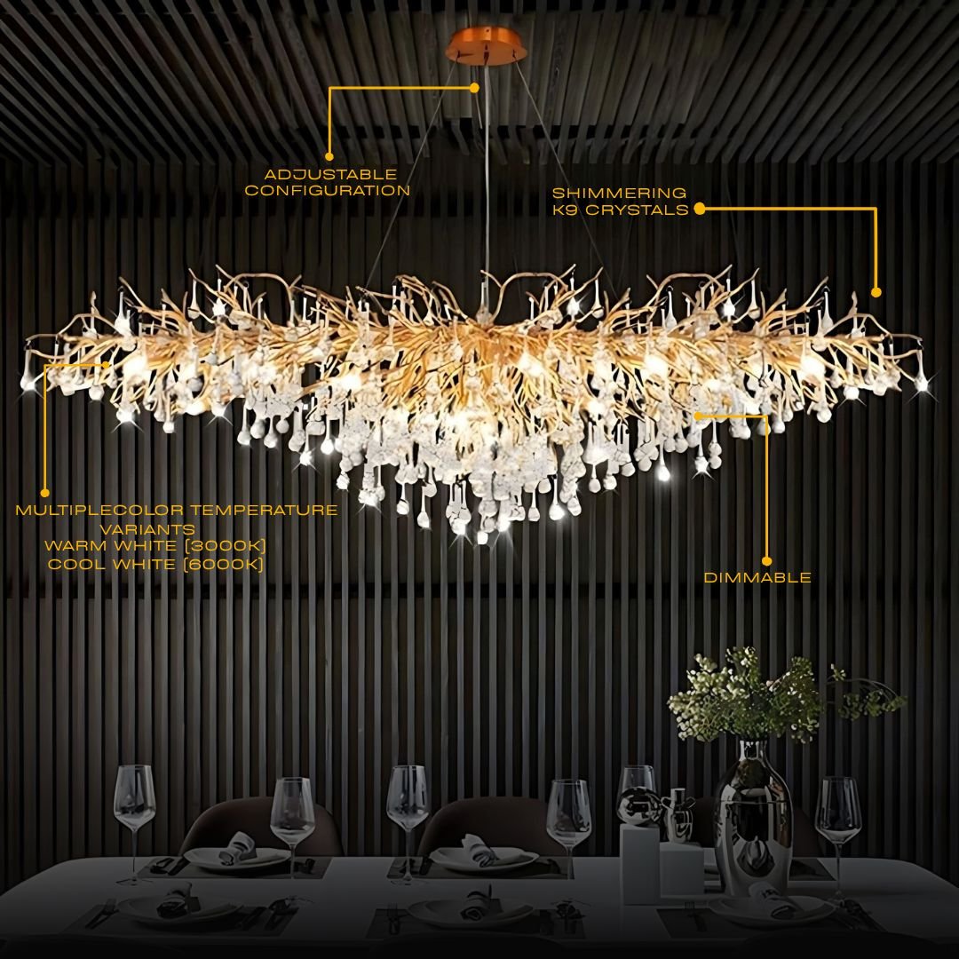 Elegant Crystal Chandelier | Modern Design with K9 Crystals | Luxurious Illumination for Dining Rooms and Grand Spaces 3